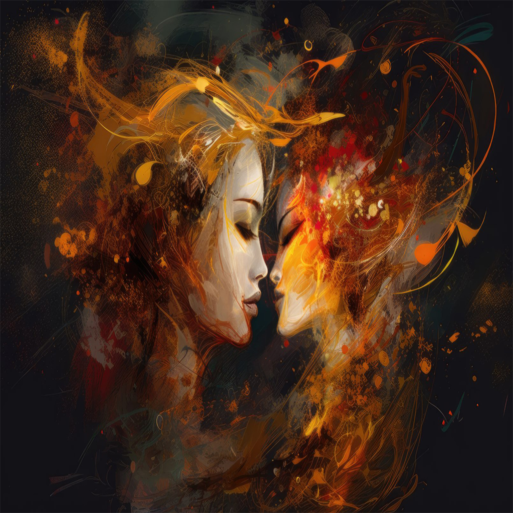 Digital art merging poetic concepts with AI elements.